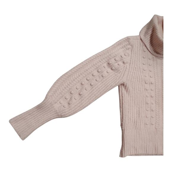 RACHEL PANCELL Pink Knubby Sweater Size S Long Sleeves Turtleneck Soft Feminine - Picture 3 of 6